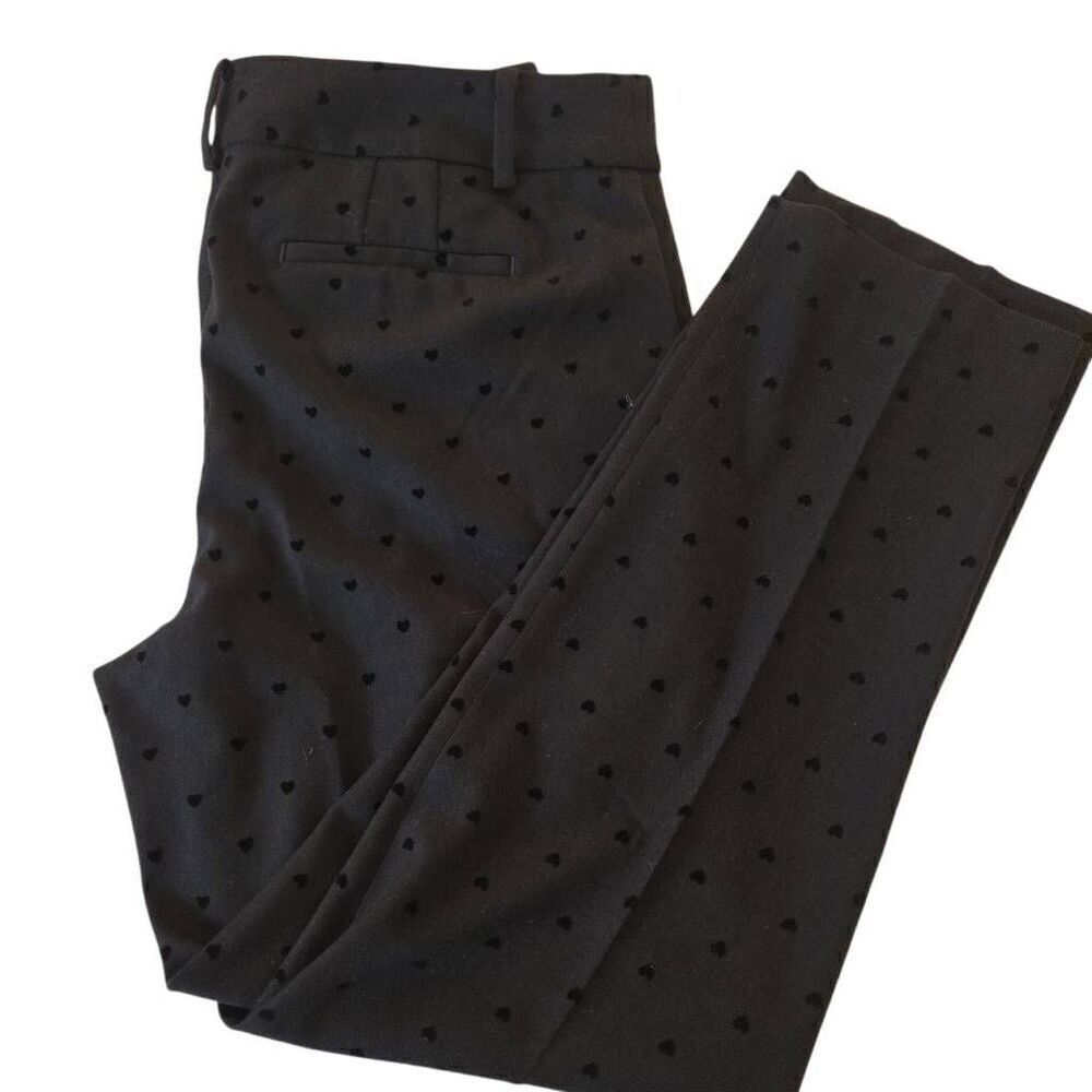 Talbots Womens Hampshire Black Heart Print Ankle Pants Size 12 - Picture 8 of 13